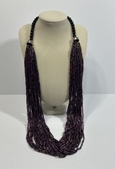 Vintage Purple Beaded 26in Necklace Costume Jewelry
