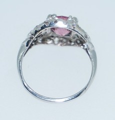 Platinum Bubble Gum Pink Tourmaline & Diamond Ring