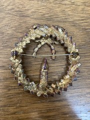 Vtg 60s Christmas Wreath Brooch & Matching Tree Clip-On Earrings Rhinestone Set