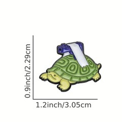Funny Cartoon Turtle With Gun Metal Brooch Pin Backpack Purses Clothing Lapel