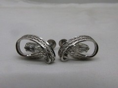 Vintage Ann Lee Sterling Silver Rhinestone Screw Back Earrings .75 x .5″ #813