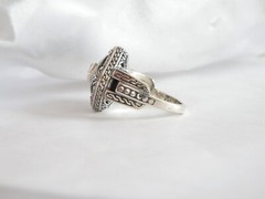 Sterling Silver 925 Heated Blue Topaz Etruscan Style Ring Size 9