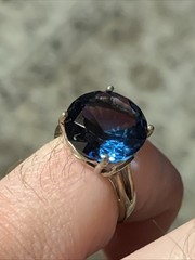 Vintage Sterling Silver Blue Stone Ring 925 A Round Faceted ~ Size 5 ~
