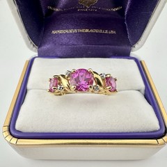 VTG Ross Simons Ruby Gold Vermeil 925 Sterling Silver Cluster Ring SZ8 Read