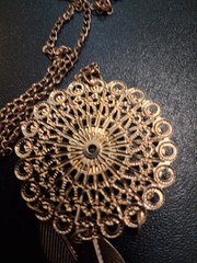 Necklace Ornate with rhinestone Charm & 12″ chain #120
