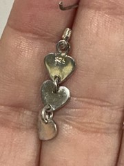 925 Sterling Silver Triple 3 Heart Dangle Drop Hook Earrings