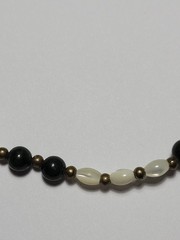 Vintage Green And White Beaded Necklace Natural Gemstones Brass Wire & Beads