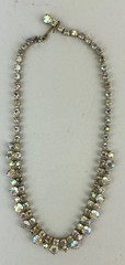 Vintage 50s Unsigned WEISS Peacock Aurora Borealis choker Necklace 15.5″