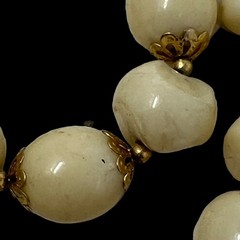 Vintage Yellow Beaded Necklace with Gold Spacer Beads Made in Hong Kong