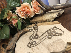 19. 925 Sterling Anna Beck Style Dot O Rings Linked Chain Necklace 43.3g, 60″