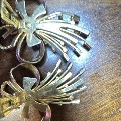 Vintage Sarah Coventry Rhinestone Bow Clip On Earrings Gold Tone Signed 1960s