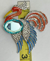Parrot Bird Crystal Rhinestone Brooch Peacock Pin Enamel Vintage Jelly Belly