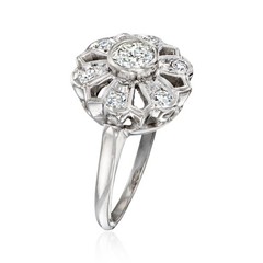 Vintage .80 ct. t.w. Diamond Flower Ring in 14kt White Gold. Size 7