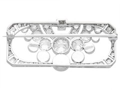 3.51ct Diamond and Pearl, Platinum Brooch – Art Deco – Antique Circa 1930