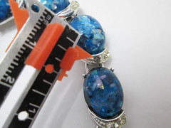 Vintage Coro Blue Confetti Choker Necklace 17in Silver Tone Rhinestone Jewelry