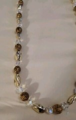 VTG AB Beads Metal & Glass Chrome Beads 24″ Haskell? Necklace Pat. No. 3427691