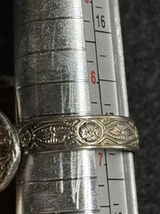 Vintage Large Chinese Blue Inlay Stone Ring Expandable Silver Toned