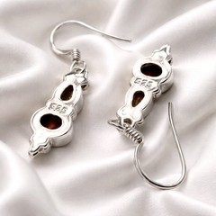 Garnet Earring Sterling Silver Citrine Drop Dangle Boho Multi Stone 925