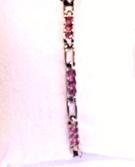 Vtg. 1990’s, Purple Genuine Crystals,Gun Metal Grey Panel Link 7 1/2″ L Bracelet