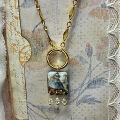 Hard to Find BLUEBIRD of Happiness, Vtg Gold Plated Napier Chain Necklace, OOAK