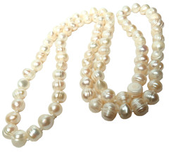 OVER 80 PIECES OF FRESHWATER WHITE PEARL 10MM, NECKLACE 32″ LONG