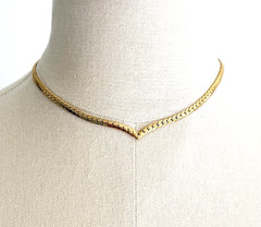 Vintage Gold Tone Chain Choker Necklace Adjustable Length Costume Jewelry