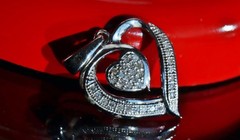 10k white gold pendant 0.10ct natural diamond heart charm vintage 1.16gr N3318