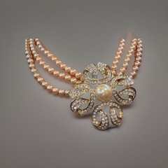 Vintage Designer Runway Statement Faux Pearl Flower Necklace 1980s Large Jewelry