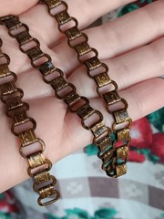 Antique NO CLASP Brass Bookchain Necklace Floral Stamped 14 1/2″