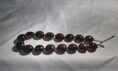 Vtg Chunky Smoky Quartz With Rutilated Inclusions Knotted Beaded 16″ Necklace