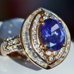 Gold over 925 silver sz 5 ring 4.89ct lab created tanzanite cubic zirconia 5.9g