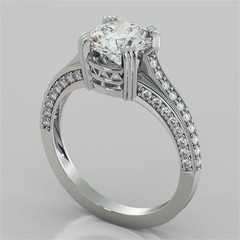 14K White Gold Over 2CT Round Lab Created Diamond Ring Vintage Split Shank Pave
