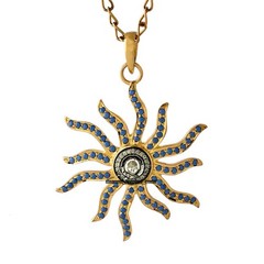 Victorian 0.60ctw Rose Antique Cut Diamond Turquoise Silver Sun Pendants Jewelry