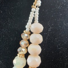 Womens Gold Tone Chain Two Strand Rhinestone Pendant Beaded Necklace Chic 22″