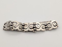 HEAVY Vintage Taxco Mexican Sterling Silver Link Ball Bracelet 74 Grams Sz 7¼