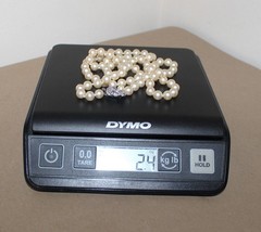Vtg Knotted Faux Pearl Necklace 30″ REAL DIAMONDS in Clasp-50’s High End Costume