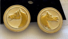 Vintage Paolo Gucci Horse Head Button Clip Earrings Signed Rare Runway Jewelry