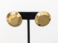 Vintage Monet Gold Tone Round Faceted Metal Statement earrings Pierced