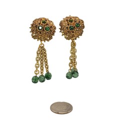 Vintage Filigree and Rhinestone Dangle Earrings W. Germany