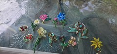 Vintage Enamel Flower Brooch Pin Lot Signed Coro Gerrys Avon Sarah Coventry Gold