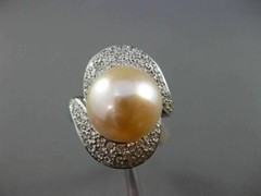ESTATE MASSIVE 2.46CT DIAMOND 18KT WHITE GOLD SOUTH SEA PEARL INFINITY LOVE RING