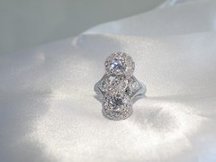 Vintage Sterling Silver 925 CZ Large Antique Style Ring Size 6