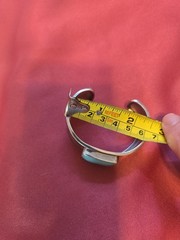 Vtg 70s Modernist Southwst .75″ Wide Sterling 925 Cuff Bracelet & Teal Acrylic?