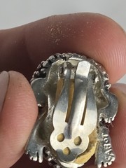 Vintage CABOT Signed Modernest Silver Alloy Textured Frog Clip-on Earrings