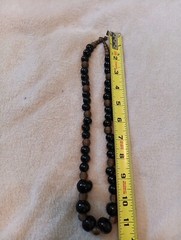 Vintage Graduated Varied Black Shiny Cool Beaded Necklace With Metal Spacers