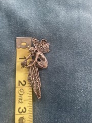 Vintage sterling silver Fairy winged Floral Pendant Pin 925