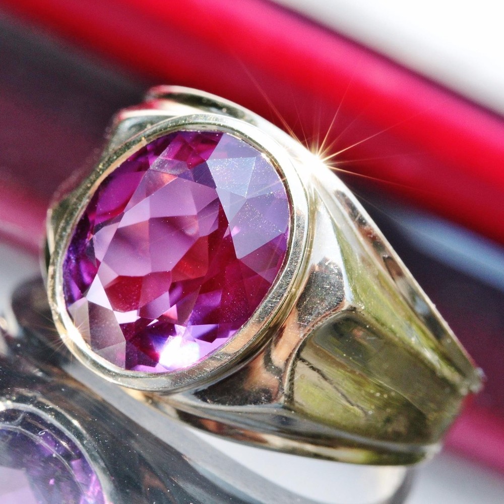 10k yellow gold ring 2.50ct Amethyst size 8.25 solitaire 4.15gr scr2363