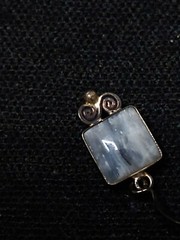 Antique Sterling Gemstone Square Earrings .5 Inches