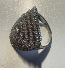 Mandala 925 Sterling Silver Dome Cocktail Ring Pave CZ Statement Jewelry