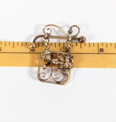 Vintage Gold Filled Dangle Flower Brooch Pin Signed JMS